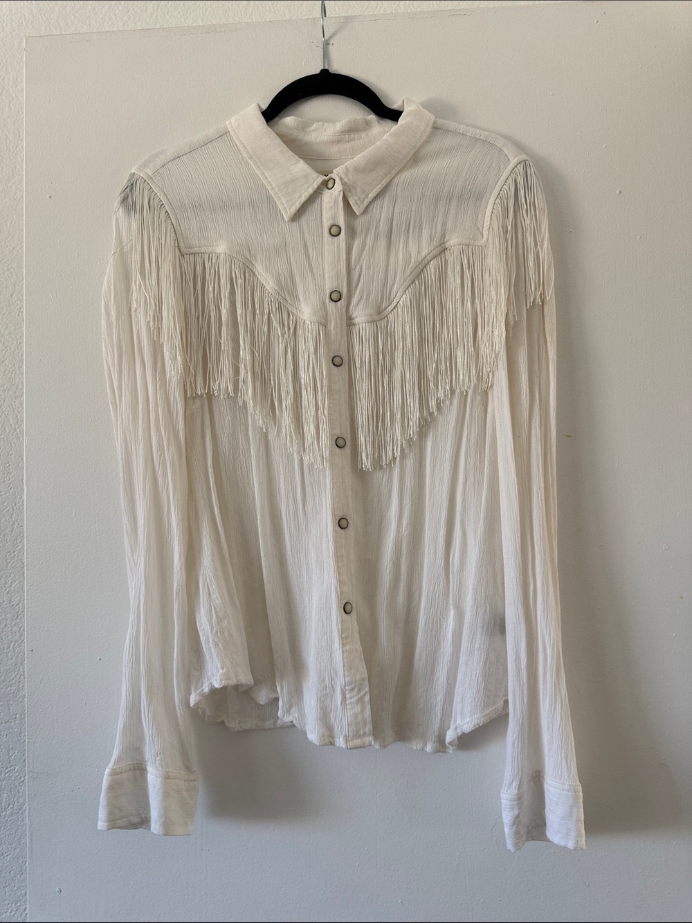 Idyllwind cream Fringe Button-Down Shirt